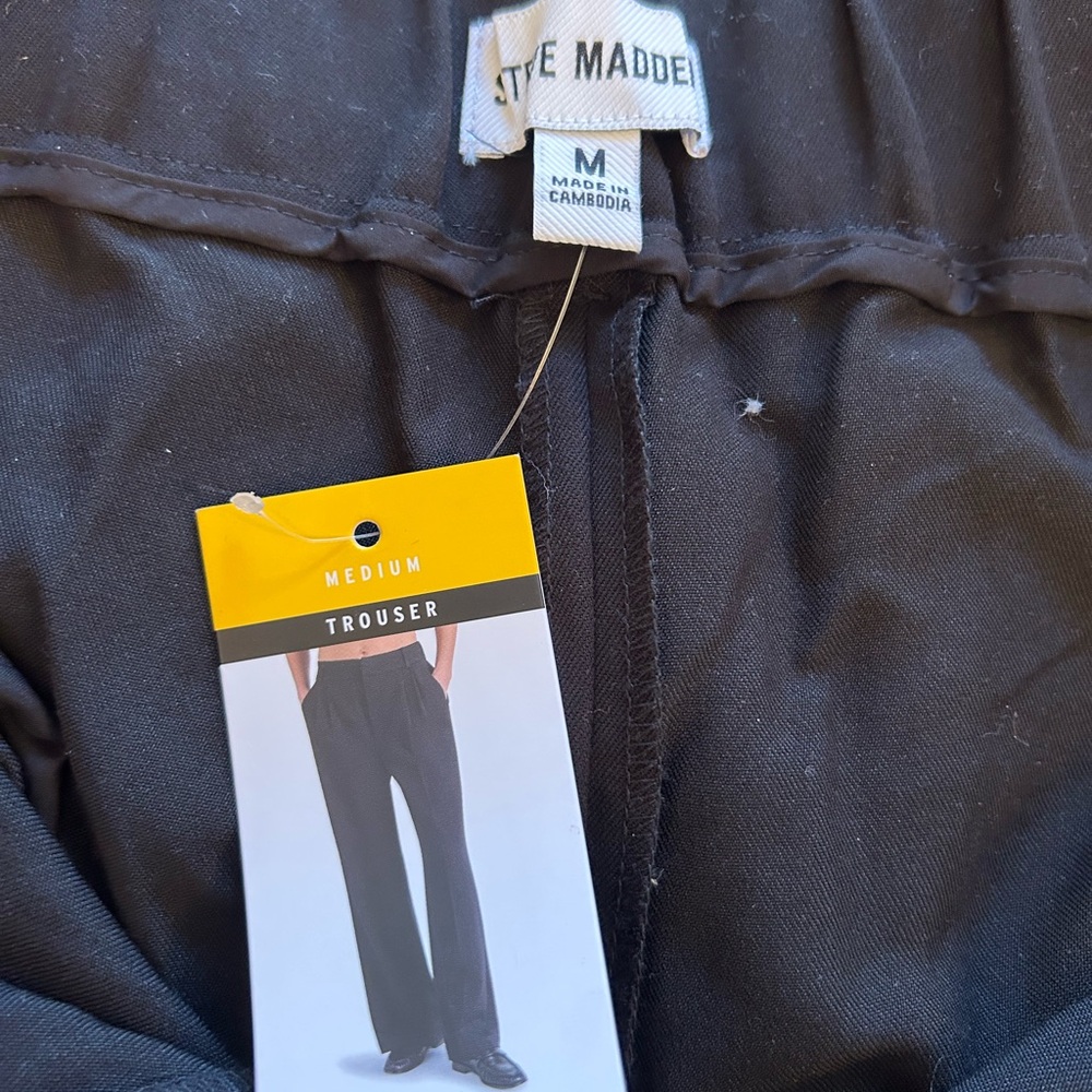 Steve Madden Black Ladies Wide Leg Trousers